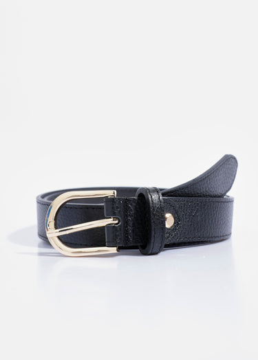Ceinture en cuir grainé boucle métal Noir