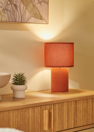 Lampe recouverte velours cotelé JOLINA Terracotta