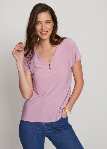 Tee-shirt col V boutonné manches kimono Parme