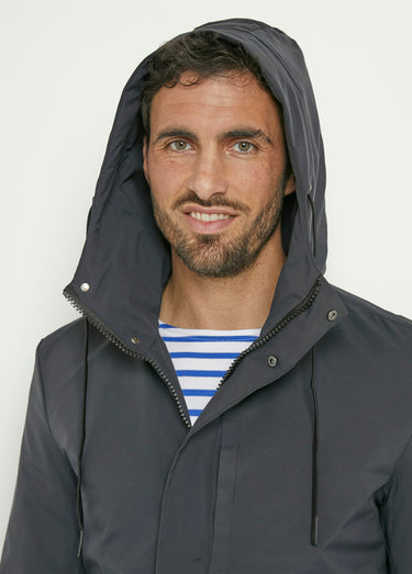 Veste déperlante chaude à capuche Marine
