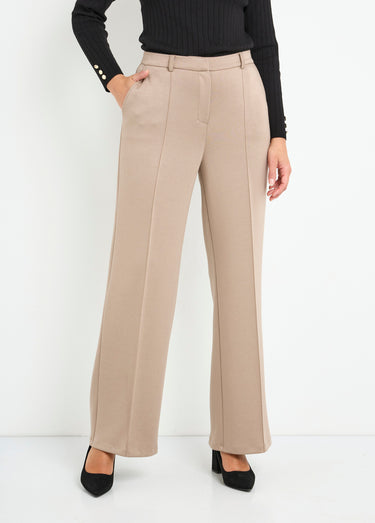 Pantalon structuré de ville maille milano unie Beige