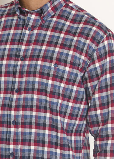 Chemise flanelle extensible à carreaux Carreaux Bordeaux