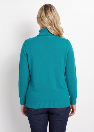 Pull doux col roulé manches longues Vert