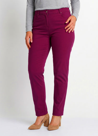 Pantalon droit 5 poches coton stretch Bordeaux