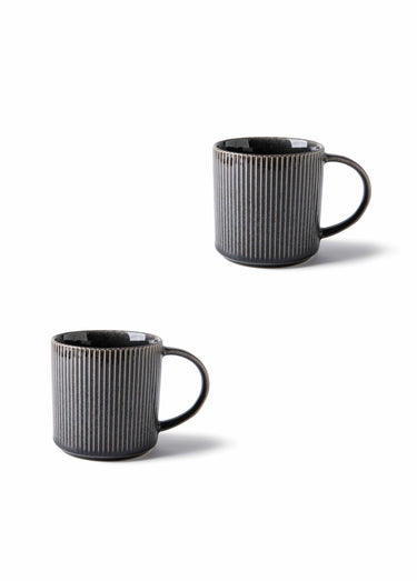 Mugs grès avec anses, Charbon Noir