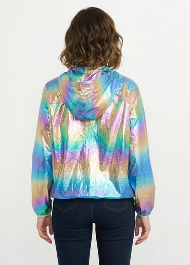 Parka brillante à capuche tendance Violet Irise