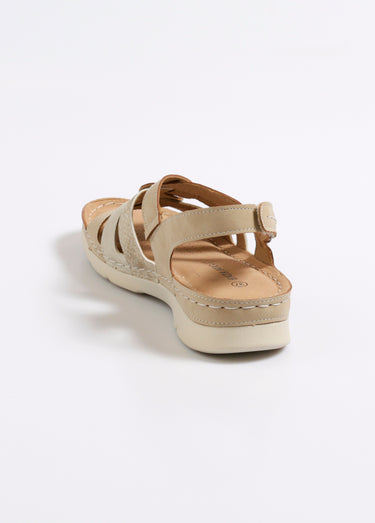 Sandales multimatières brides entrelacées Beige