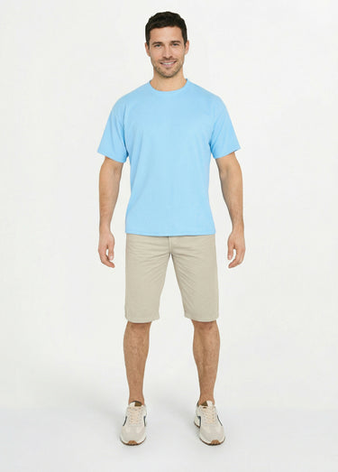 T-shirt maille texturée manches courtes Bleu Ciel