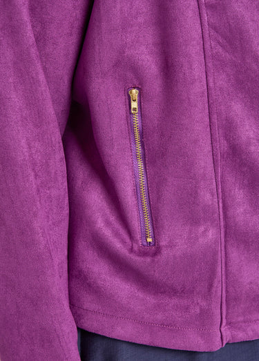 Veste de motard zippée en suédine Violet