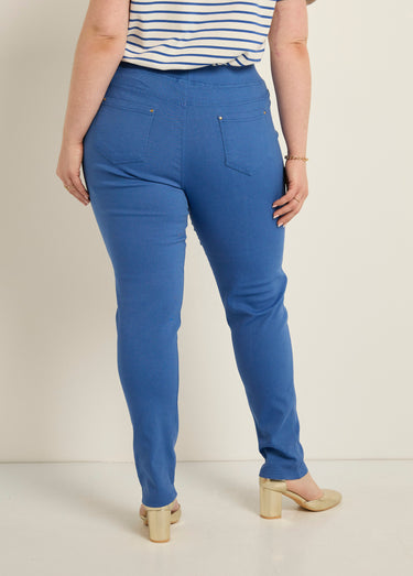 Pantalon extensible taille élastiquée Bleu Jean