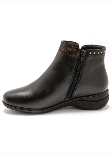 Boots cuir détails chic Noir
