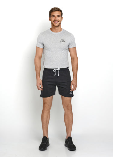 Short coton foncé ceinture élastiquée Noir