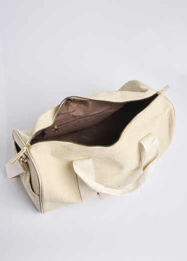 Sac forme polochon en velours cotelé Ecru