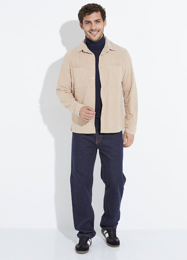 Surchemise en velours à grosses cotes Beige