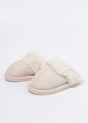 Chaussons mules avec fourrure synthétique Beige