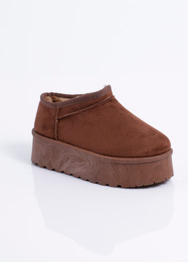 Low boots plateforme en suédine fourrées Marron