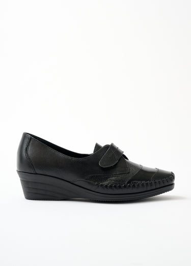 Derbies compensées, largeur confort Noir