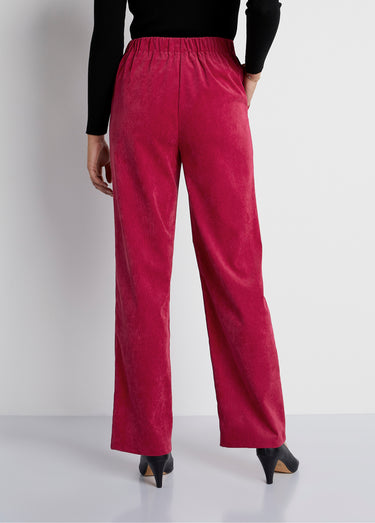 Pantalon large velours milleraies effet pont Rouge