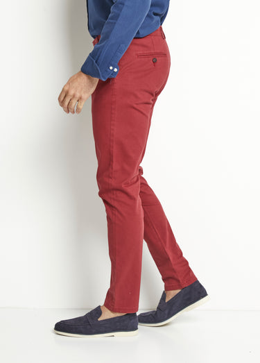 Pantalon chino poches italiennes Bordeaux