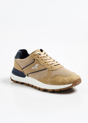 Baskets casual bimatière à lacets Beige
