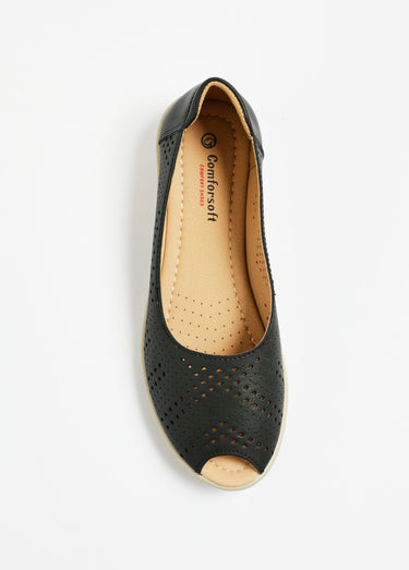 Ballerines ajourées avec bout ouvert Noir