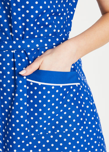 Tablier zippé sans manches carreaux vichy Bleu