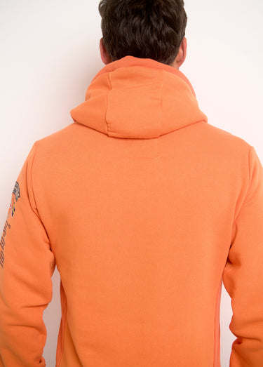 Sweat à capuche demi zip manches longues Orange Fluo