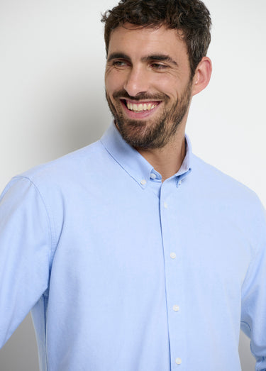 Chemise classique en oxford col boutonné Bleu