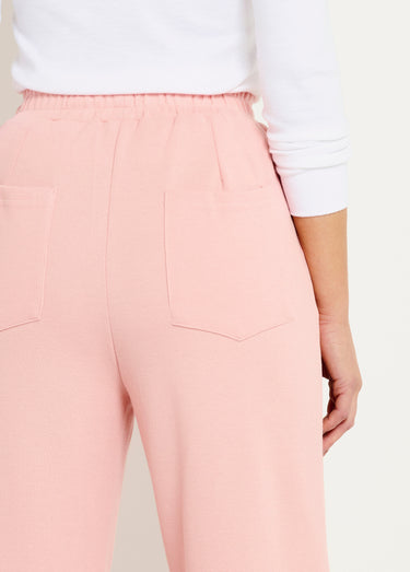 Pantalon large confort maille polo Rose Nude