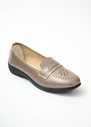 Mocassins cuir grande largeur Bronze