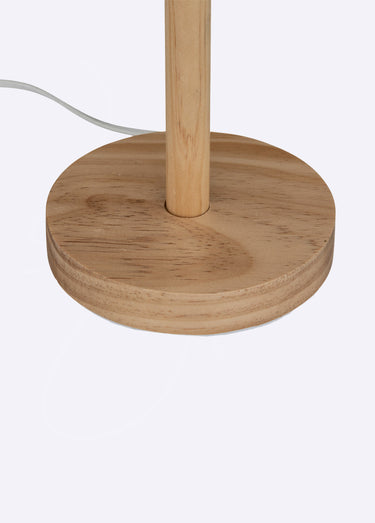 Lampe en bois avec abat jour en paille Beige