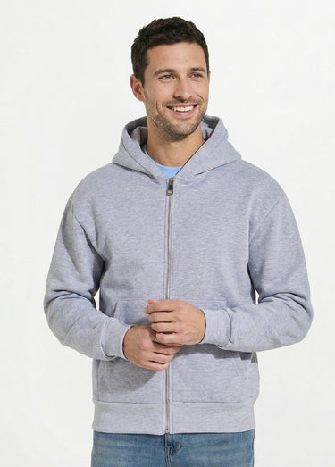 Sweat zippé capuche et poche kangourou Gris