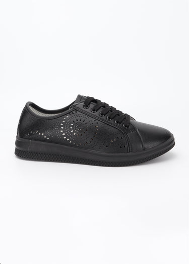 Baskets à lacets avec détails perforés Noir