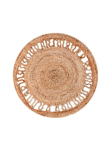 Tapis rond jute naturel forme déco Beige/Roue