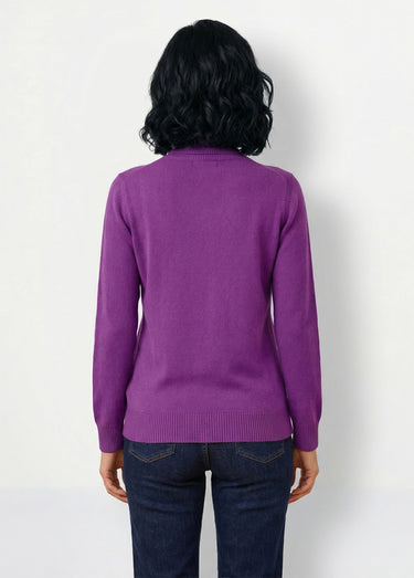 Pull doux col roulé manches longues Violet