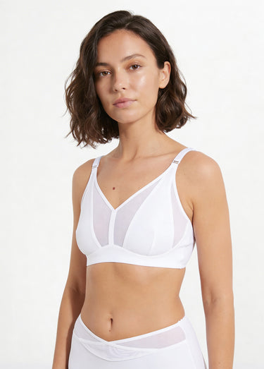 Soutien-gorge sans armatures tulle et microfibre Blanc
