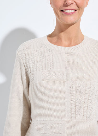 Pull-tunique col rond manches longues Beige