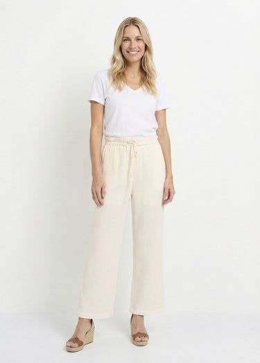 Pantalon large tendance, gaze de coton Blanc