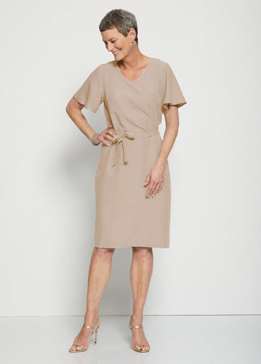 Robe courte droite tissu fluide uni Sable