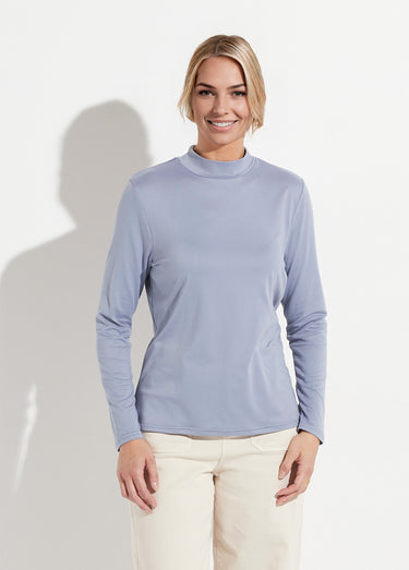 T-shirt doux col montant manches longues Indigo