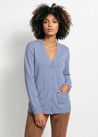 Gilet boutonné maille épaisse Bleu