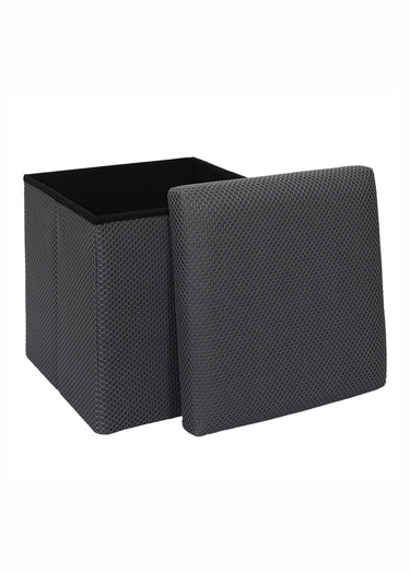 Pouf coffre pliable carré en mesh ATOME Gris