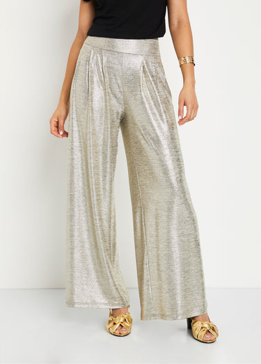 Pantalon large maille brillante taille élastiquée Dore