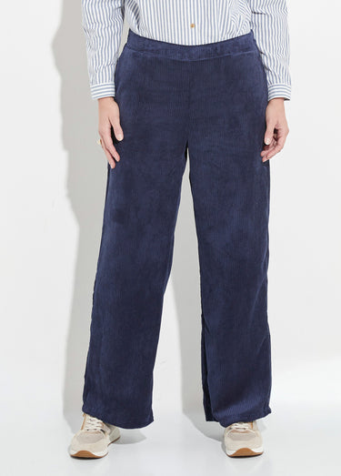 Pantalon large, velours grosses cotes Marine