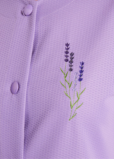 Peignoir boutonné brodé Violine