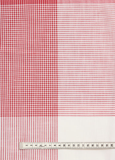 Coupon tissu coton à rayures, Biarritz Rouge