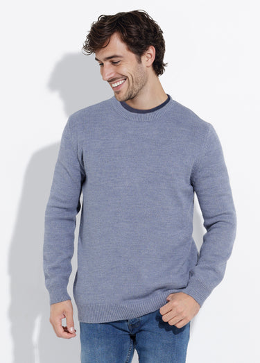 Pull chaud col rond en laine majoritaire Indigo