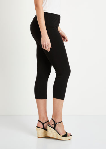 Legging court coton taille élastiquée Noir