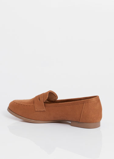 Mocassins en suédine avec bout amande Camel