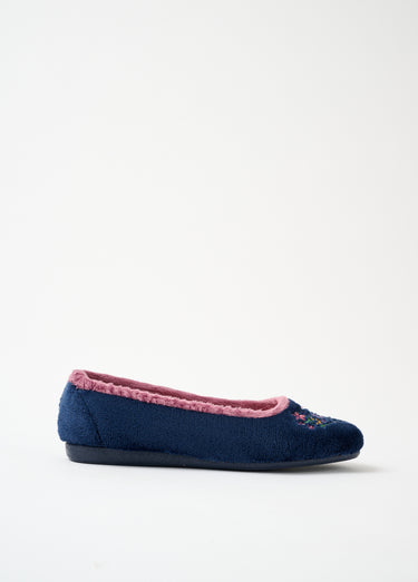 Chaussons ballerines largeur confort Marine